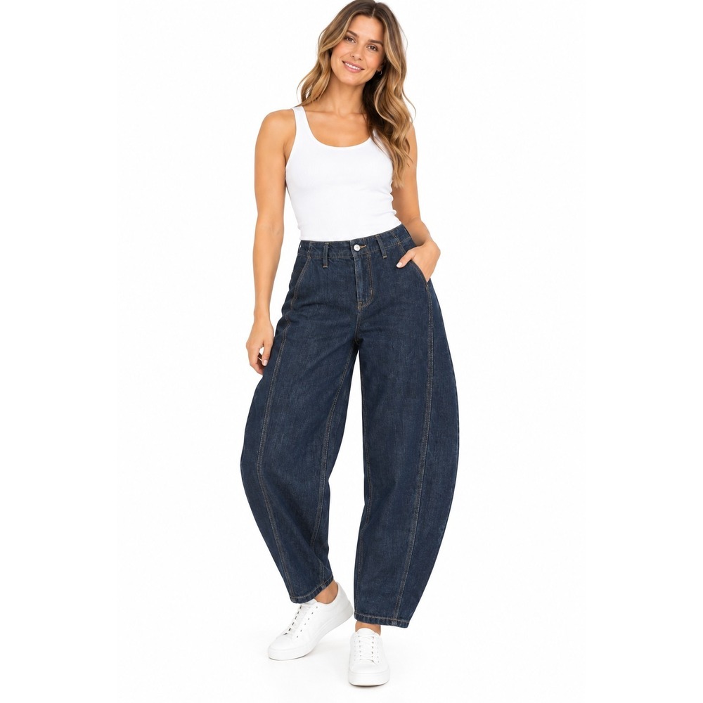 Old Navy High Rise Barrel Jeans Dark Wash  Womens Petite 4P